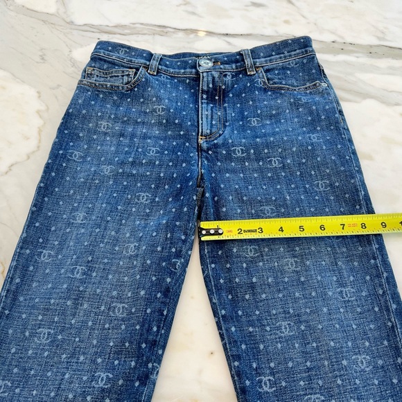 CHANEL 23 CC POLKA DOT DARK BLUE ECRU & WHITE SLIM JEAN SIZE FR 38 / US 6 - Picture 11 of 17